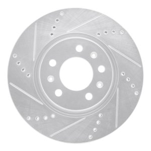 Pontiac Solstice Brake Rotor (1) - Front Left - R1 Concepts - Drilled & Slotted - Silver - `06-`10